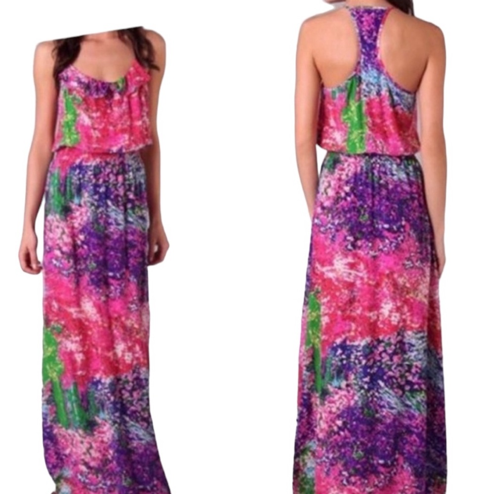 PARKER Maxi Sundress long skirt flowing flirty Anthropologie ruffled vacay sz S - Picture 5 of 17